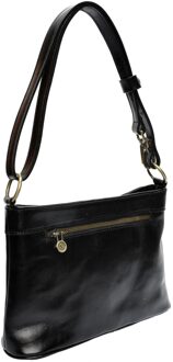 Zwart Rundleer Tas - One Size