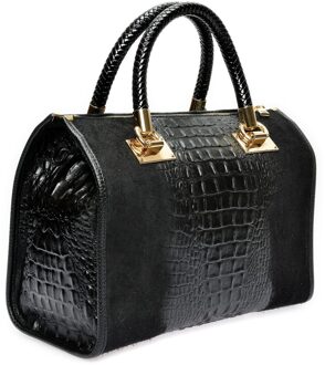 Zwart Rundleer Tas - One Size