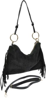 Zwart Rundleer Tas - One Size