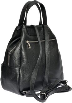 Zwart Rundleer Tas - One Size