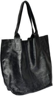 Zwart Rundleer Tas - One Size