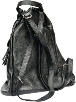 Zwart Rundleer Tas - One Size