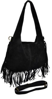 Zwart Rundleer Tas - One Size