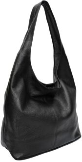 Zwart Rundleer Tas - One Size