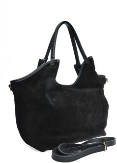 Zwart Rundleer Tas - One Size