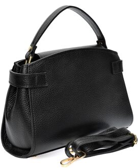 Zwart Rundleer Tas - One Size