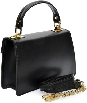 Zwart Rundleer Tas - One Size