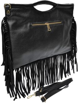 Zwart Rundleer Tas - One Size