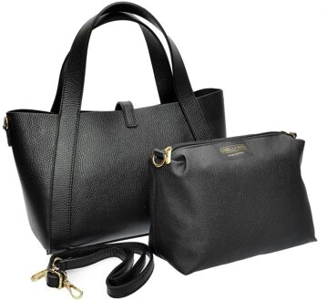 Zwart Rundleer Tas - One Size