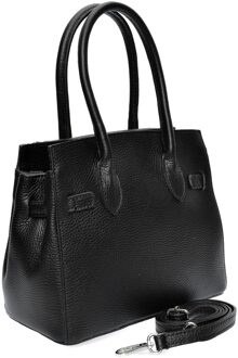 Zwart Rundleer Tas - One Size