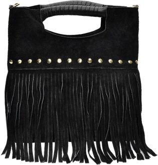 Zwart Rundleer Tas - One Size