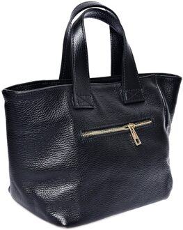 Zwart Rundleer Tas - One Size