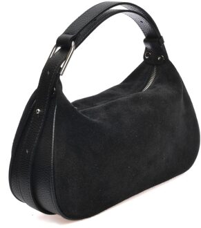 Zwart Rundleer Tas - One Size