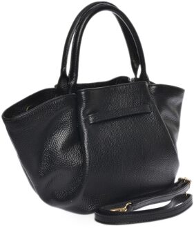 Zwart Rundleer Tas - One Size