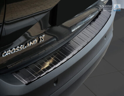 Zwart RVS Achterbumperprotector passend voor Opel Crossland 2017- 'Ribs'
