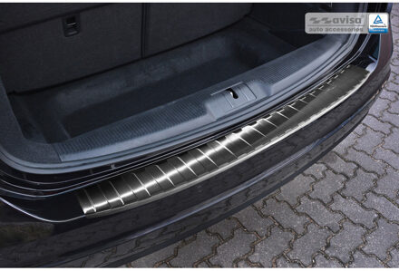 Zwart RVS Achterbumperprotector passend voor Seat Alhambra & Volkswagen Sharan II 2010- 'Ribs'