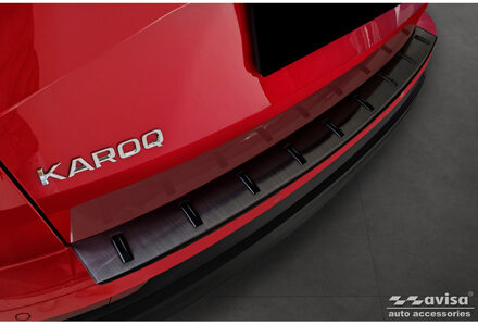 Zwart RVS Achterbumperprotector passend voor Skoda Karoq (NU7) Facelift incl. Sportline 2022- AV254049