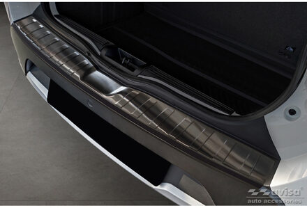 Zwart RVS Bumper beschermer passend voor Dacia Spring 2020- 'Ribs' AV245259