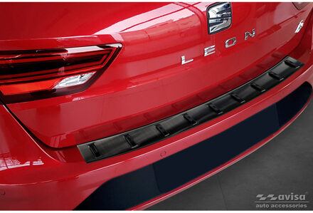 Zwart RVS Bumper beschermer passend voor Seat Leon ST (5F) 2013-2017 & Facelift 2017-2020 'STRON AV254011