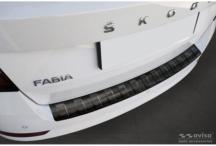 Zwart RVS Bumper beschermer passend voor Skoda Fabia III Combi FL 2018- 'Ribs' AV245276