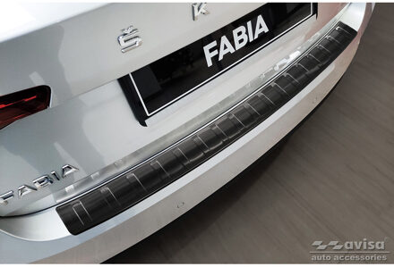 Zwart RVS Bumper beschermer passend voor Skoda Fabia IV Hatchback 2021- 'Ribs' AV245252