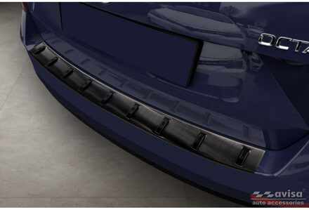 Zwart RVS Bumper beschermer passend voor Skoda Octavia III Combi Facelift 2017-2020 'STRONG EDIT AV254012