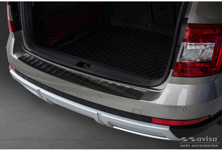 Zwart RVS Bumper beschermer passend voor Skoda Octavia III Scout 2014-2020 'Ribs' AV245249