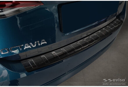 Zwart RVS Bumper beschermer passend voor Skoda Octavia IV Liftback 2020- 'Ribs' AV245251