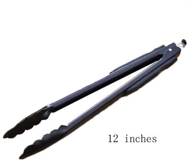 Zwart Rvs Voedseltangen Brood Tang Siliconen Voedseltangen Barbecue Tang Barbecue Gereedschap Keuken Accessoires 12 inches