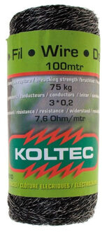 Zwart schrikdraad/afrasteringsdraad - kunststof - 2 mm - 12 PE - 100 meter