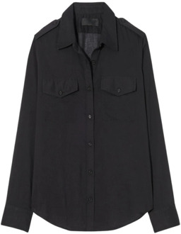 Zwart Shirt met Klassieke Kraag en Knoopsluiting Nili Lotan , Black , Dames - L,M
