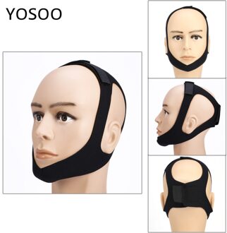Zwart Snore Belt Stop Snurken Slaap Anti Chin Jaw Ondersteuning Strap Chin Ondersteuning Gezondheid Slapen Houding Corrector Voor Vrouw Man