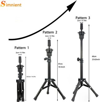 Zwart Statief Voor Pruiken Hoofd Stand Verstelbare Pruik Stand Voor Mannequin Training Head Holder Kappers Klem Tripod Stand Houder zwart 64cm
