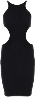 Zwart stretch nylon ele mini jurk Reina Olga , Black , Dames - ONE Size