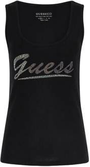 Zwart T-shirt oor rouwen Guess , Black , Dames - XS