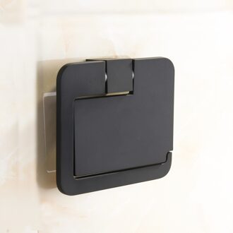 Zwart Toiletrolhouder Eenvoudige Badkamer Accessoires Zinklegering Tissue Rolhouder Met Deksel Een Hand Tear