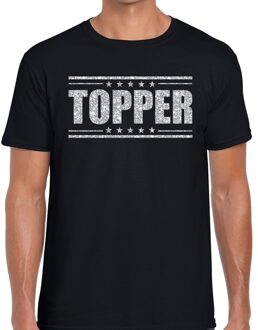 Zwart Topper shirt in zilveren glitter letters heren - Toppers dresscode kleding 2XL