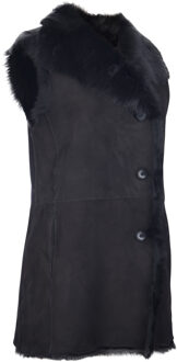 Zwart toscana schapenvacht gilet-manama voor dames