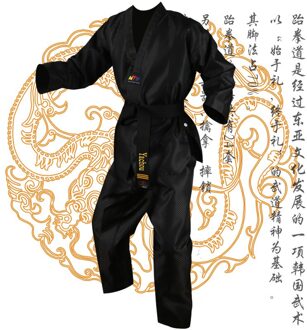 Zwart Trainer Taekwondo Uniform Tkd Lange Mouwen Kinderen Kleding Dobok Volwassen Master Taekwondo Brance Wtf Itf Suits Tae Kwon sets M 150
