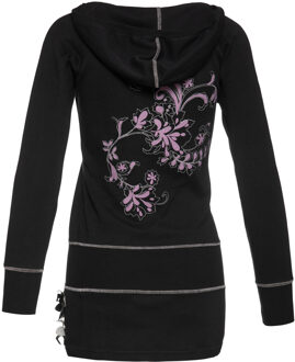 Zwart tuniek met capuchon en applicatiedetail