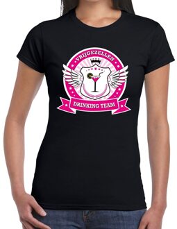 Zwart Vrijgezellen drinking team t-shirt dames L