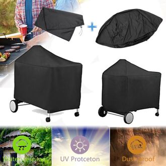 Zwart Waterdichte Gas Gril Bbq Cover Bbq Accessoires Grill Cover Anti Dust Regen Gas Houtskool Barbecue Grill Voor Weber 7152 grills