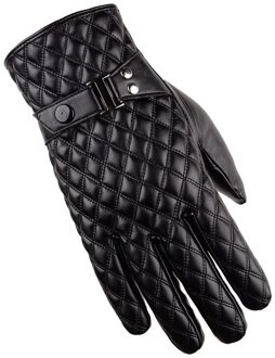 Zwart winter handschoenen mannen PU lederen handschoenen Wanten Warm Houden Winddicht Rijden Handschoenen moto handschoenen