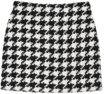 Zwart Wit Ada Rok - Pied-de-poule Patroon Anine Bing , Black , Dames - M