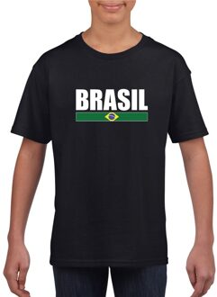 Zwart / wit Brazilie supporter t-shirt voor kinderen XS (110-116)