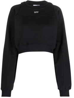 Zwart Wit Cropped Sweatshirt Off White , Black , Dames - L,M,S,Xs