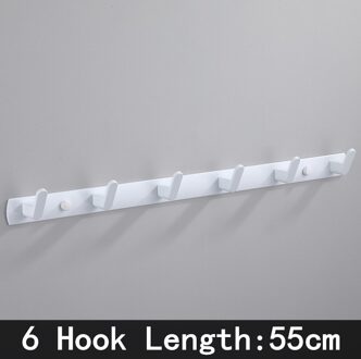 Zwart Wit Gewaad Haak Badkamer Handdoek Haken Handdoeken Zak Hoed Haak Wandmontage Kleding Coat Hook Muur Hanger Badkamer Hardware wit- 6 Hook