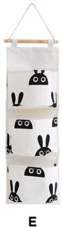 Zwart Wit Patroon Katoen Linnen Opknoping Opbergtas 3 Zakken Wandmontage Garderobe Hang Zak Muur Pouch Cosmetische Speelgoed Organizer