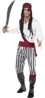 Zwart/wit piraten verkleedkleding voor heren 48-50 (M) - Carnavalskostuums Multikleur