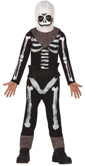 Zwart/wit skelet verkleedpak/kostuum voor kinderen - Halloween outfit 10-12 jaar (140-152)